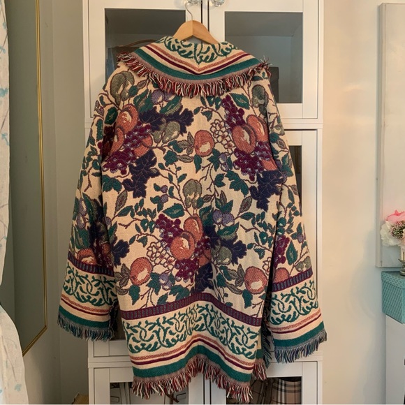 Lady Hawke Blanket Coat Tapestry Cardigan  Western Cottage -Core Boho Gypsy - Picture 3 of 13